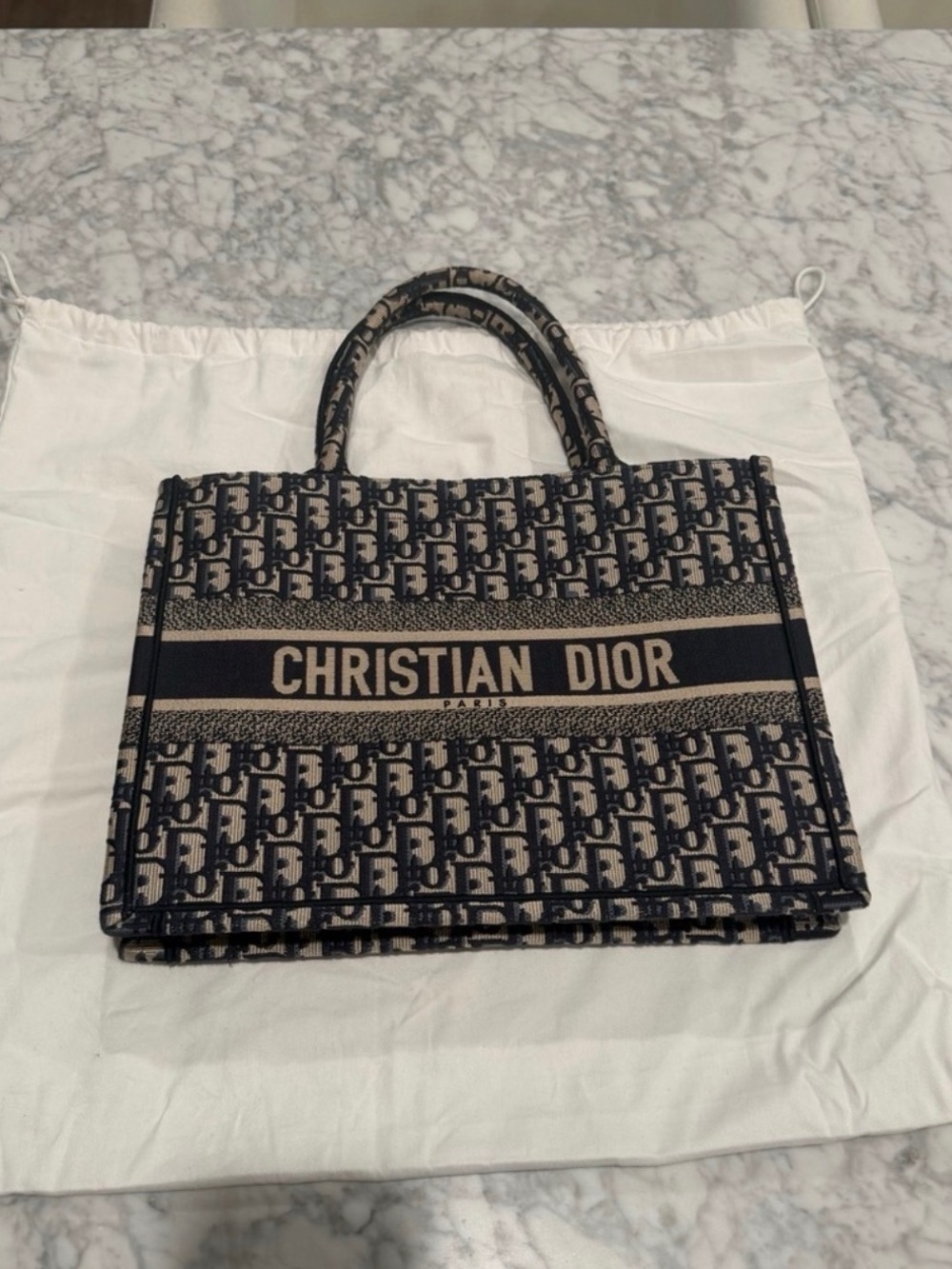 Dior Beige & Navy Monogram Tote